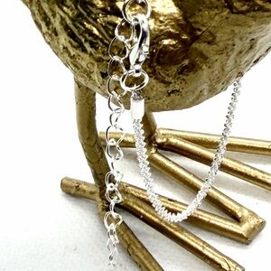 .925 Sterling Silver & Rhinestone 6” Rope Chain Bracelet